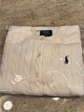 Polo by Ralph Lauren Men’s Cream Cable-Knit Button-Front Cardigan with Pony Logo